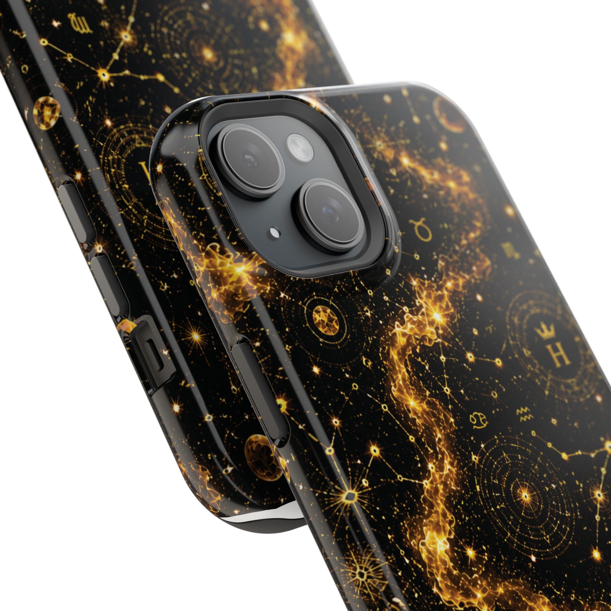 Galaxy Constellation Magnetic Phone Case — Gold Starfield Impact-Resistant