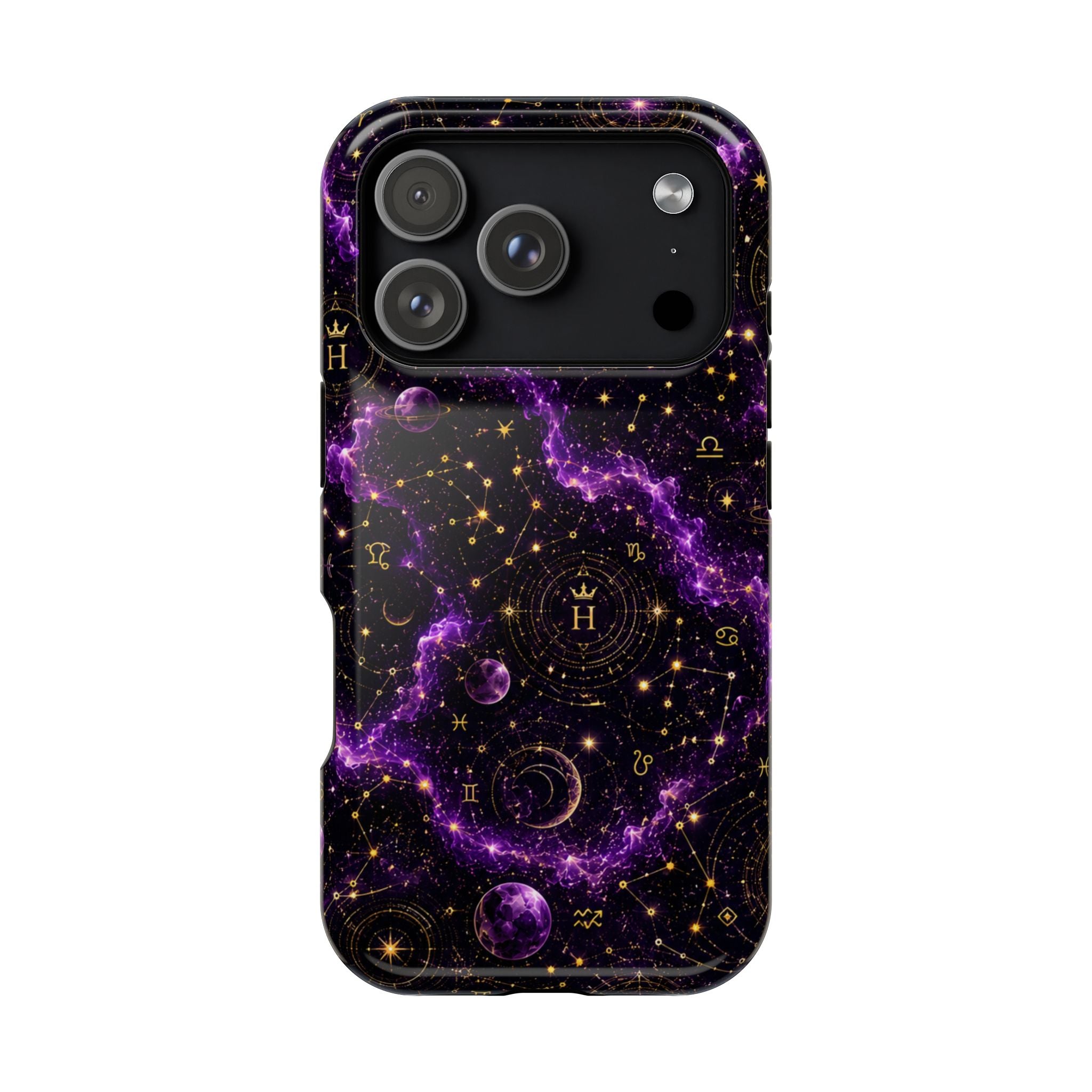 Aquarius Amethyst Birthstone Phone Case — Black Magnetic Impact-Resistant