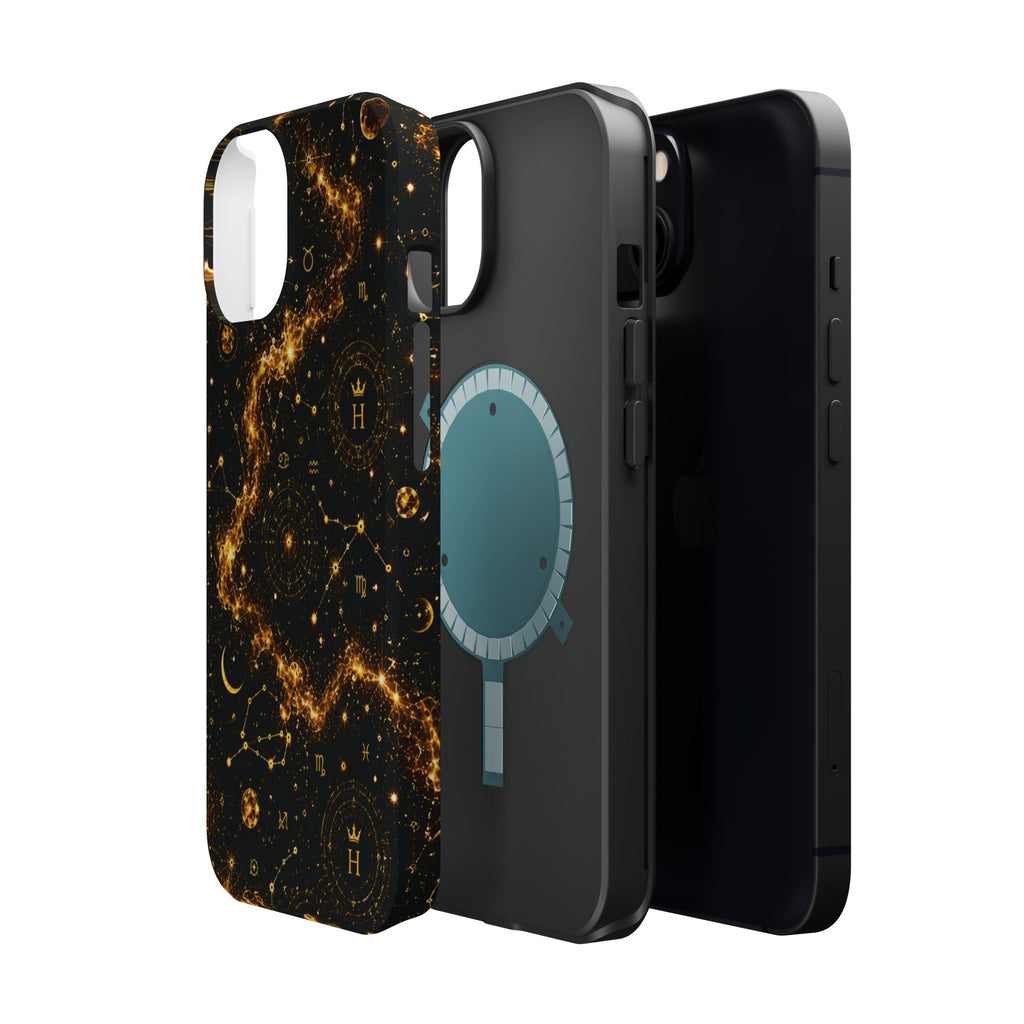 Galaxy Constellation Magnetic Phone Case — Gold Starfield Impact-Resistant