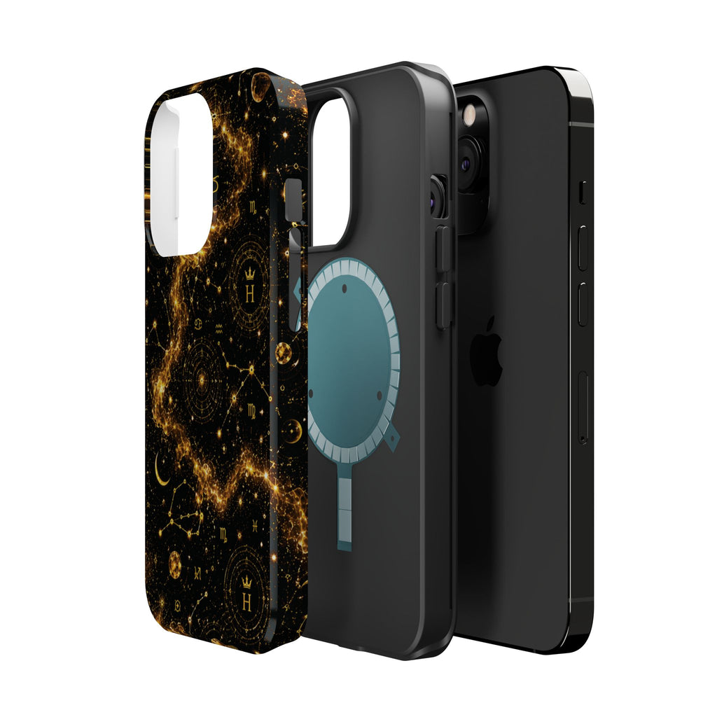 Galaxy Constellation Magnetic Phone Case — Gold Starfield Impact-Resistant