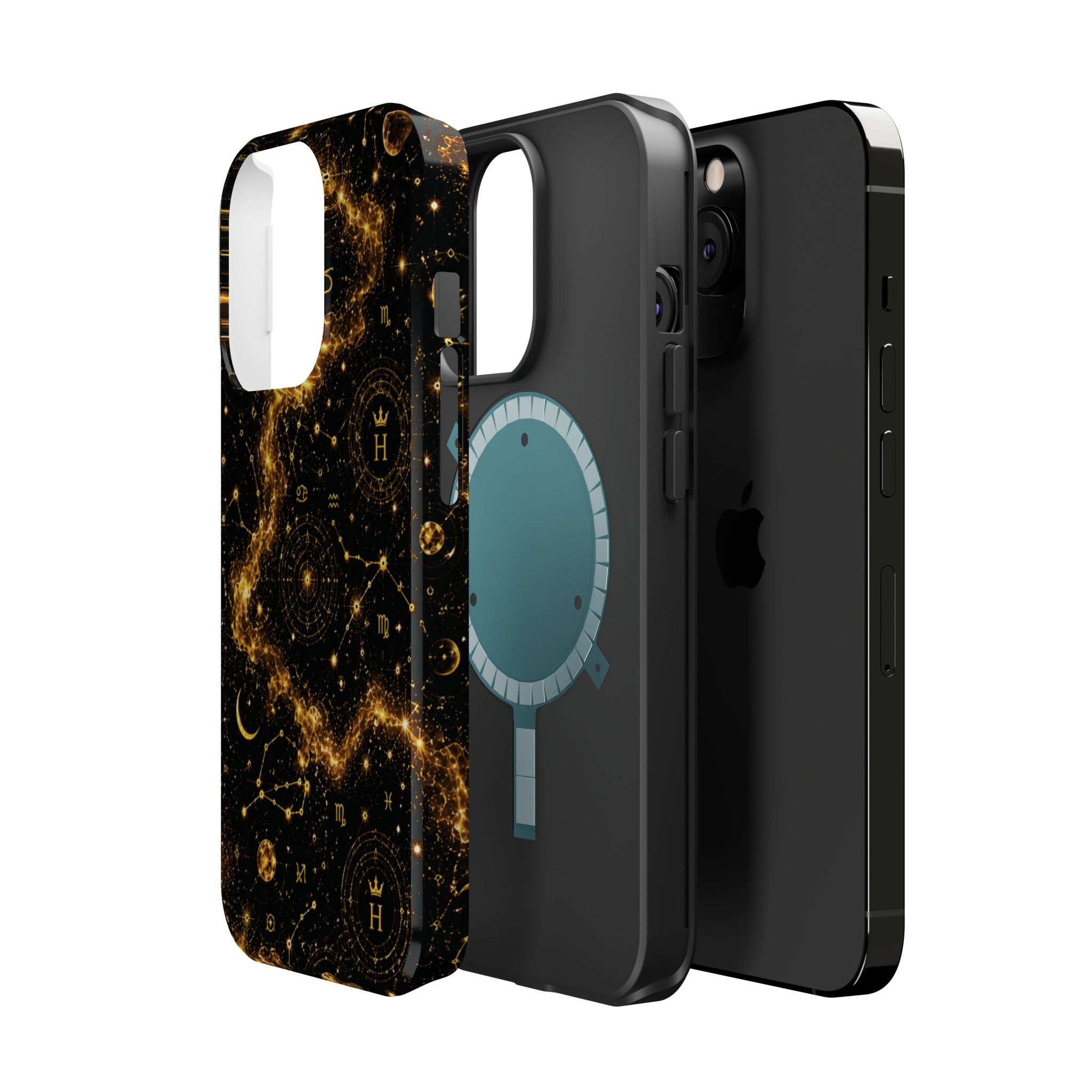 Galaxy Constellation Magnetic Phone Case — Gold Starfield Impact-Resistant