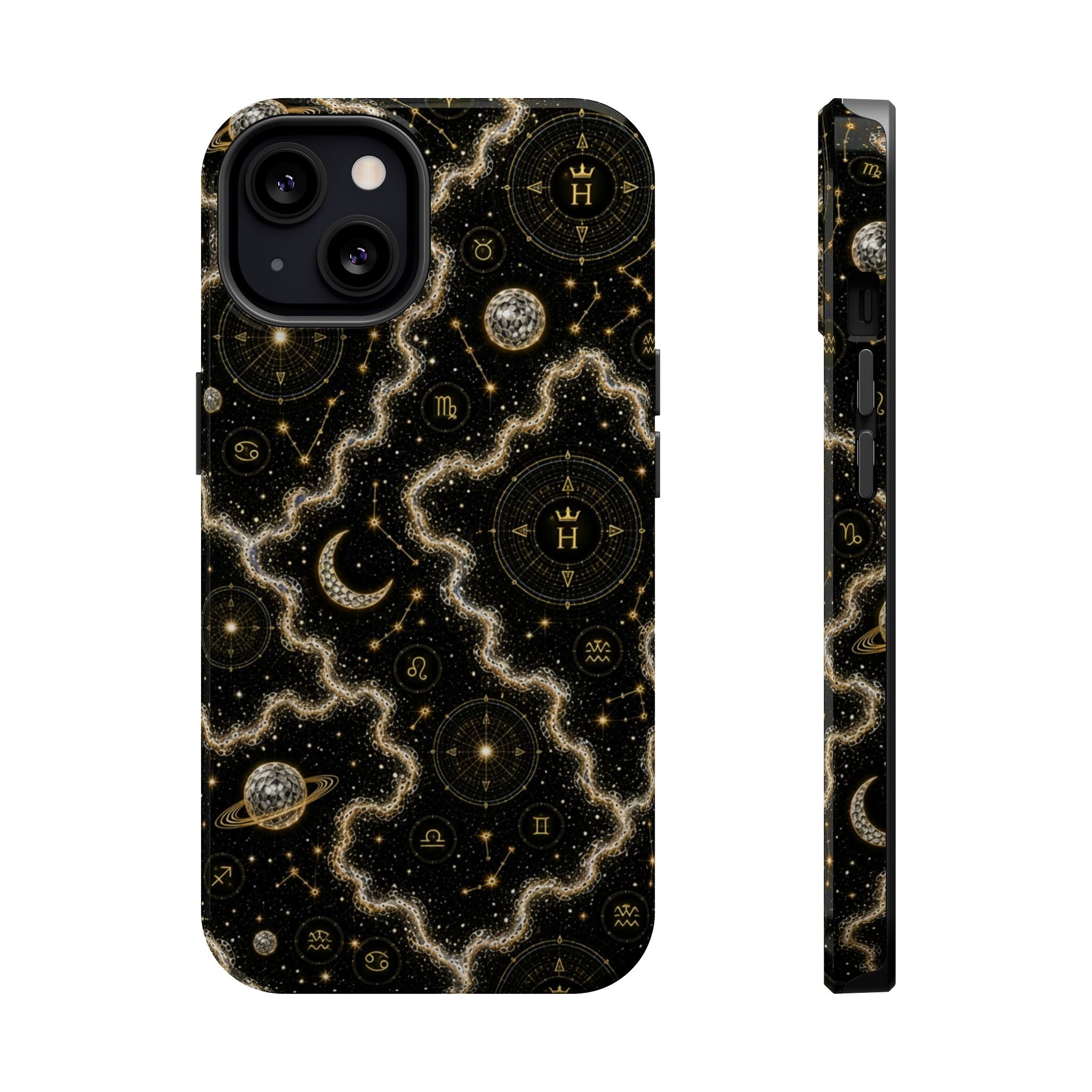 Aries Diamond Birthstone Phone Case — Black Magnetic Impact-Resistant