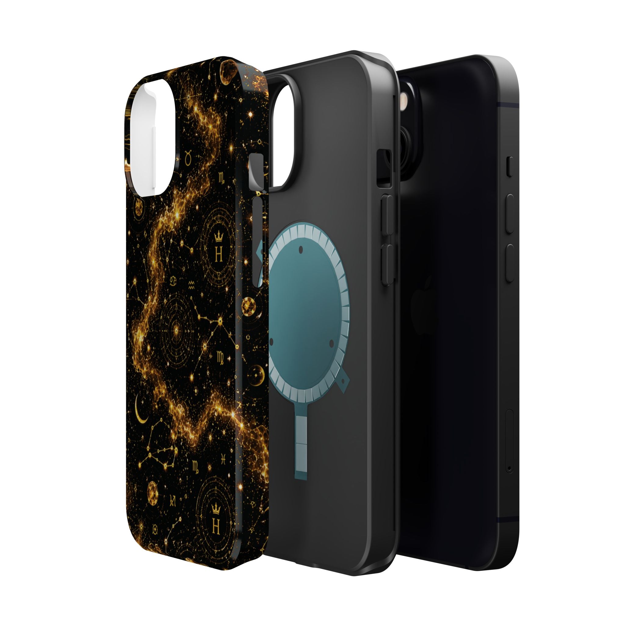 Galaxy Constellation Magnetic Phone Case — Gold Starfield Impact-Resistant