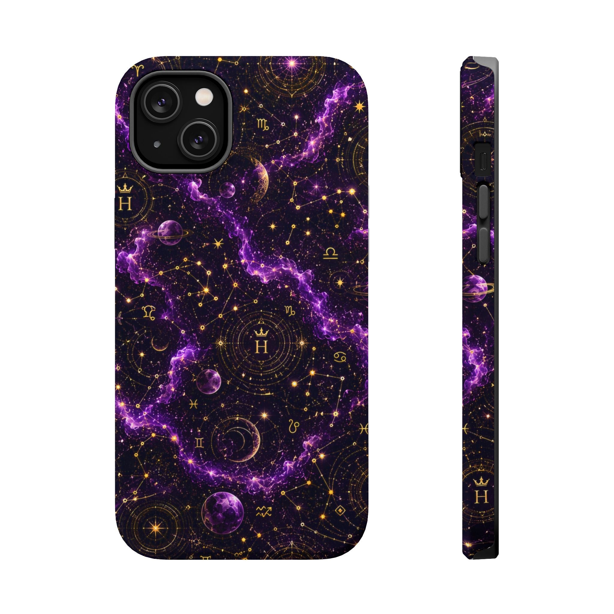Aquarius Amethyst Birthstone Phone Case — Black Magnetic Impact-Resistant