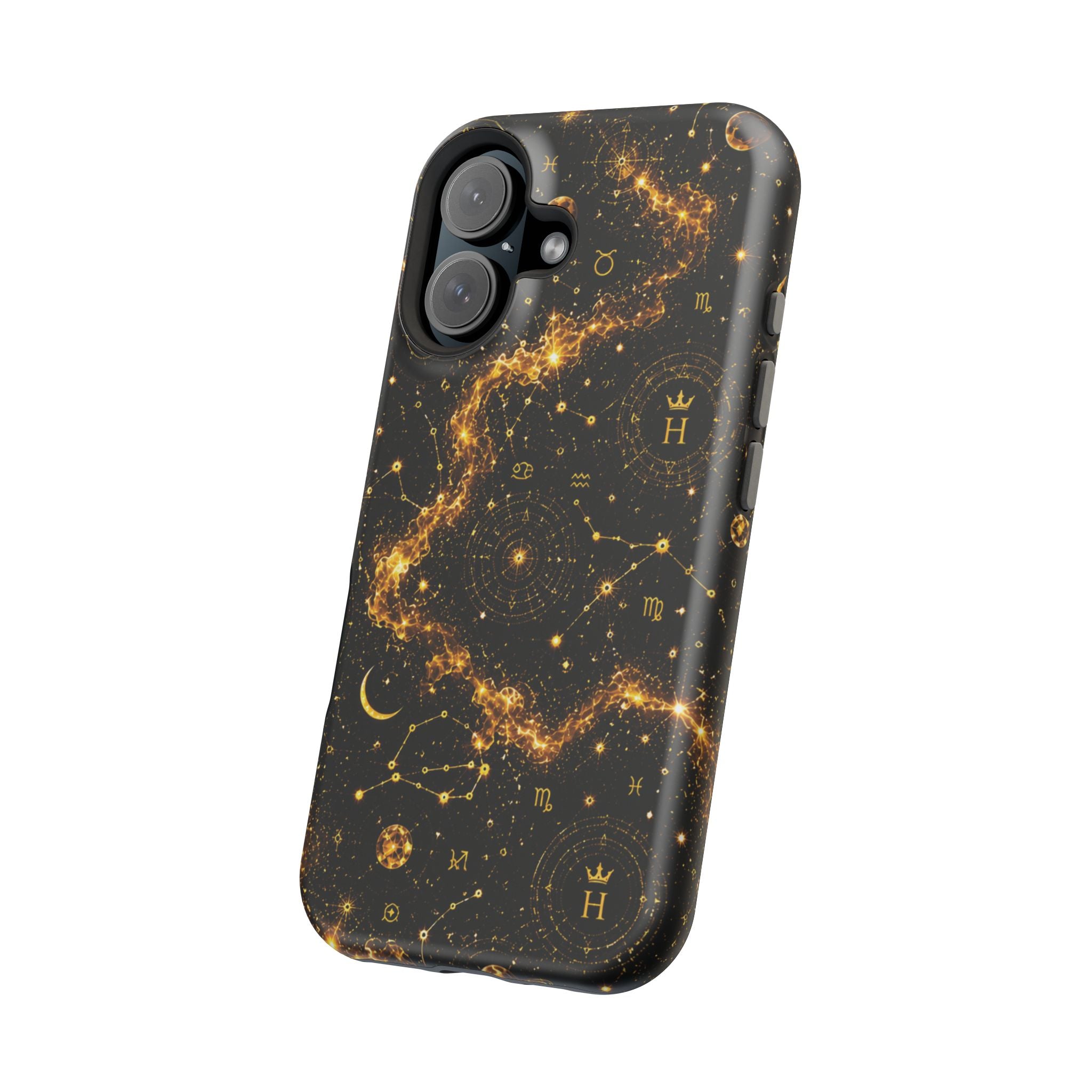 Galaxy Constellation Magnetic Phone Case — Gold Starfield Impact-Resistant