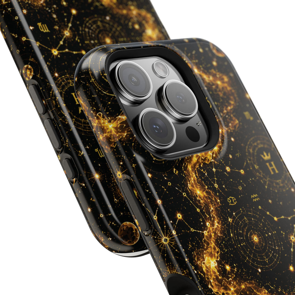 Galaxy Constellation Magnetic Phone Case — Gold Starfield Impact-Resistant