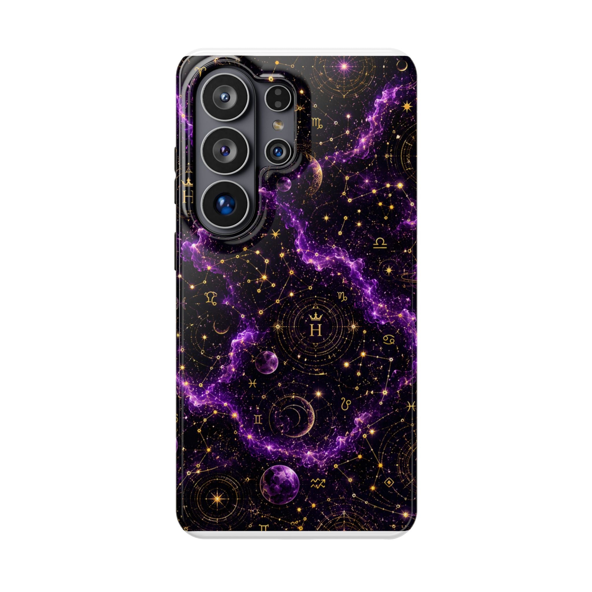 Aquarius Amethyst Birthstone Phone Case — Black Magnetic Impact-Resistant