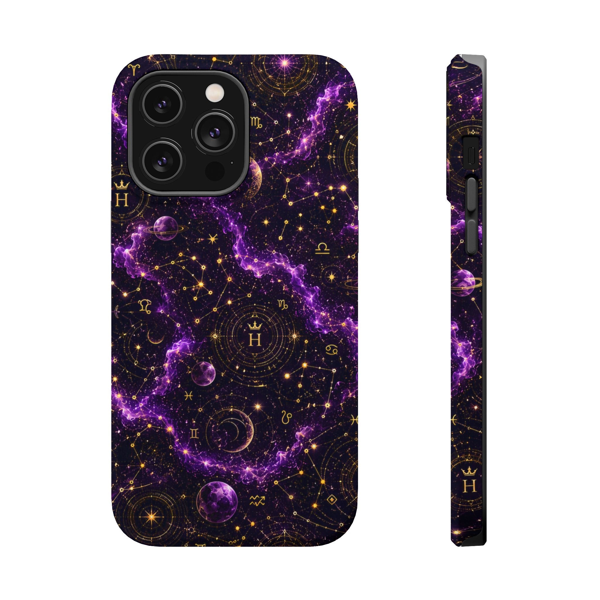 Aquarius Amethyst Birthstone Phone Case — Black Magnetic Impact-Resistant