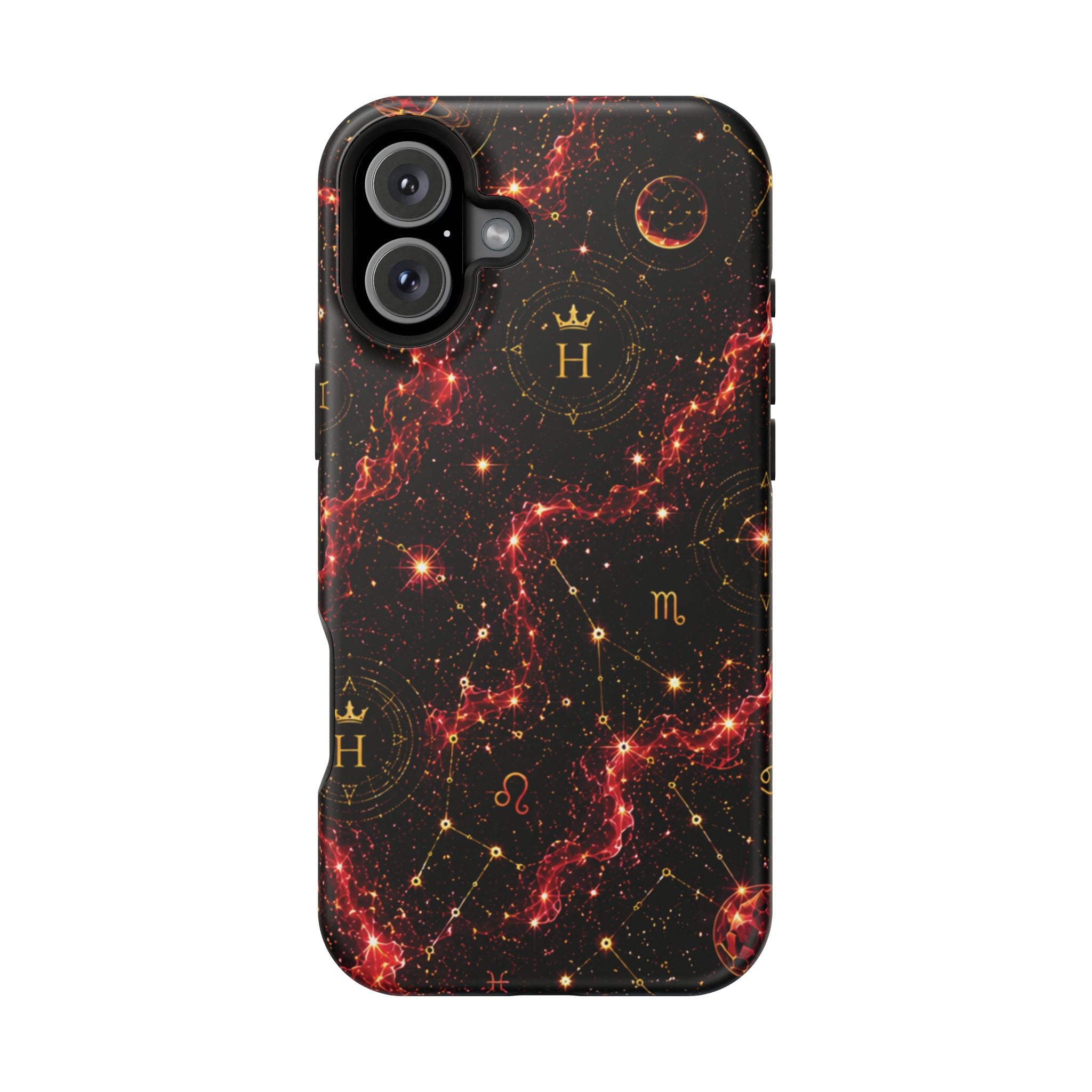Capricorn Garnet Birthstone Phone Case — Black Magnetic Impact-Resistant