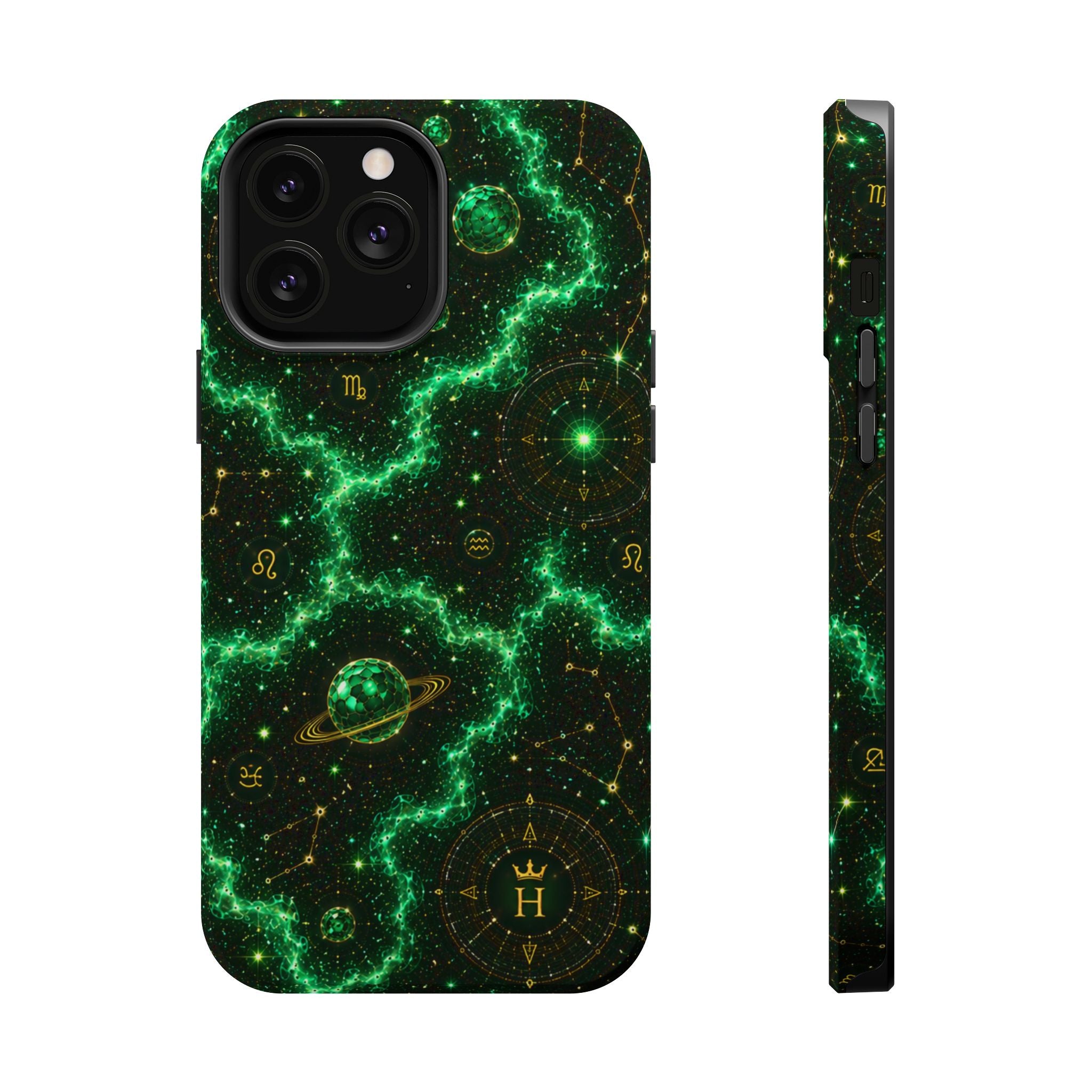 Taurus Emerald Birthstone Phone Case — Black Magnetic Impact-Resistant