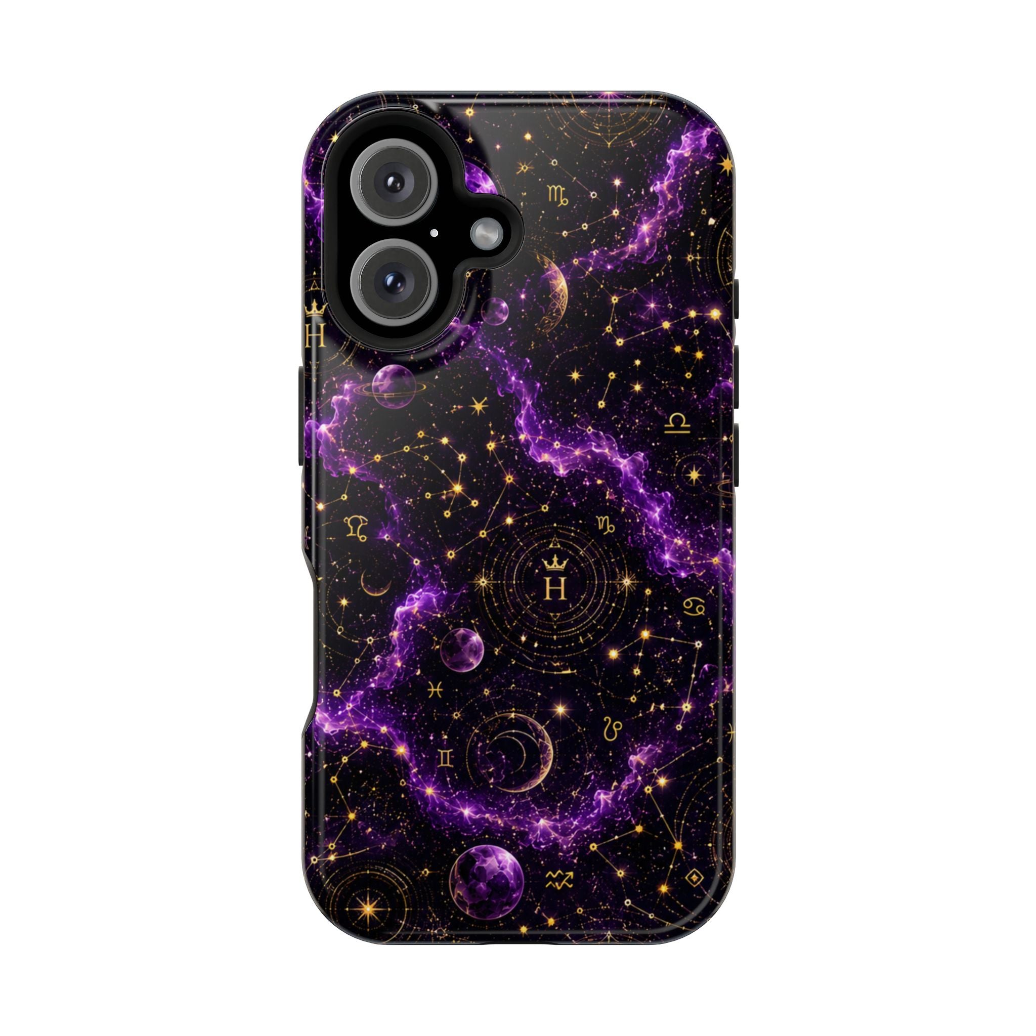 Aquarius Amethyst Birthstone Phone Case — Black Magnetic Impact-Resistant