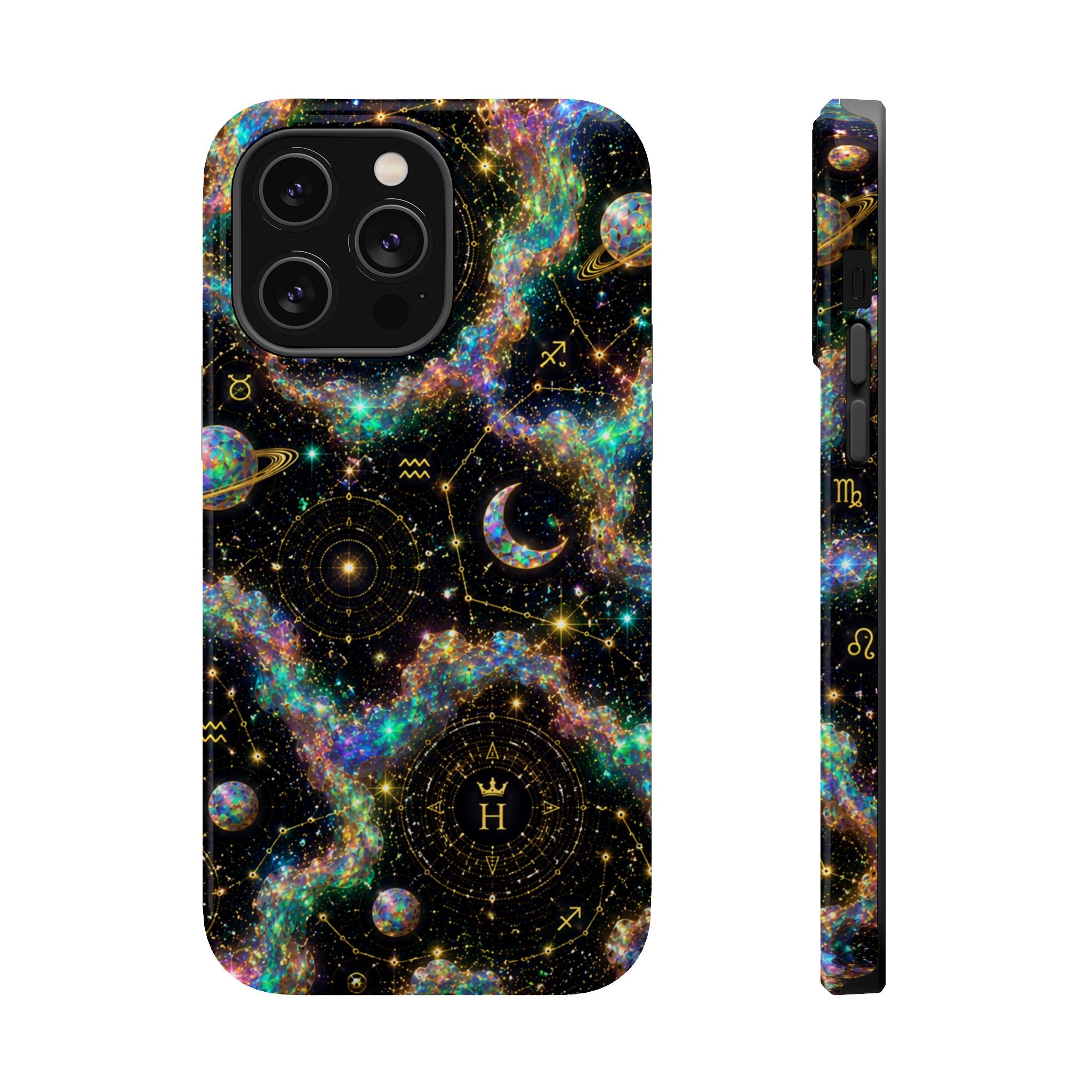 Libra Opal Birthstone Phone Case — Black Magnetic Impact-Resistant