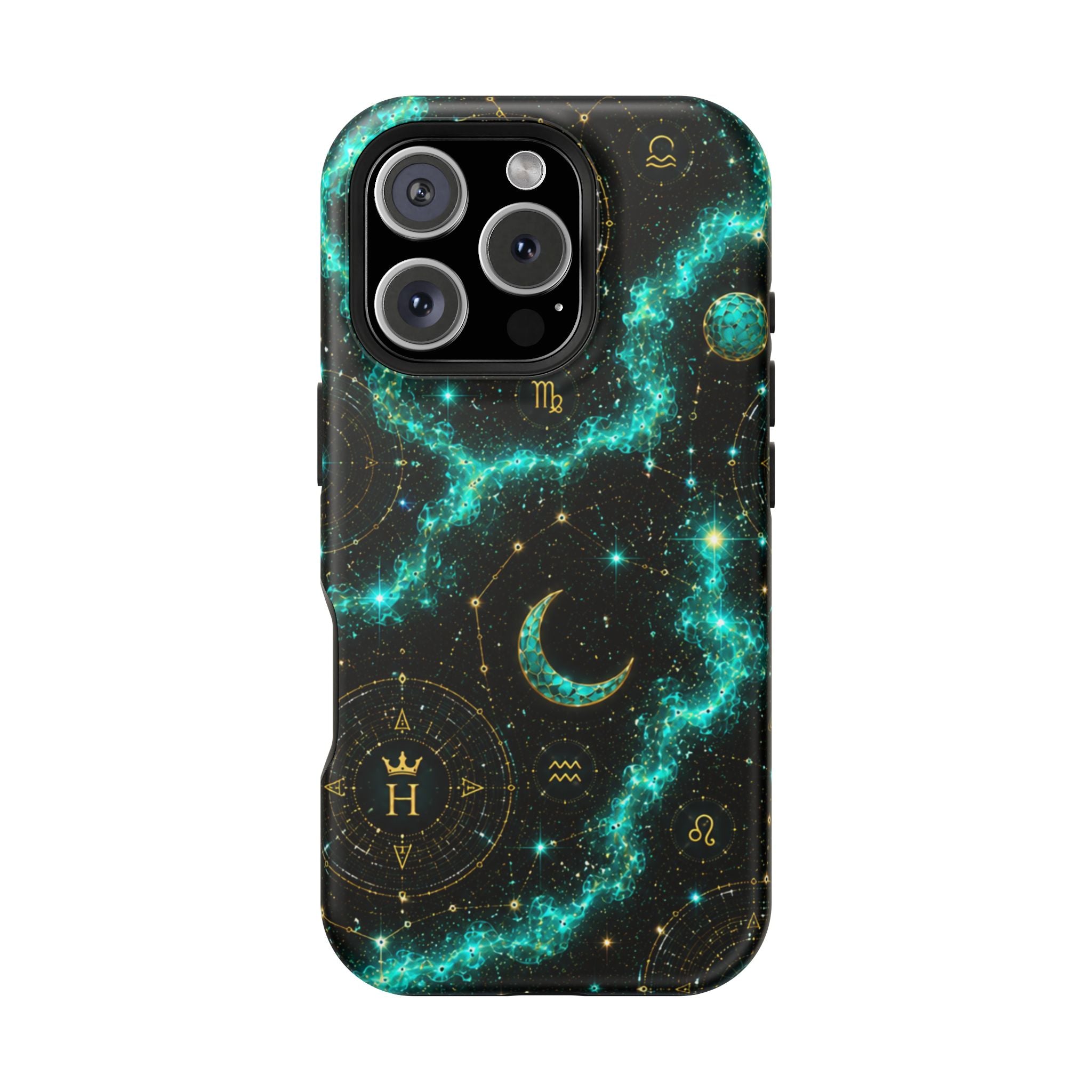 Pisces Aquamarine Birthstone Phone Case — Black Magnetic Impact-Resistant