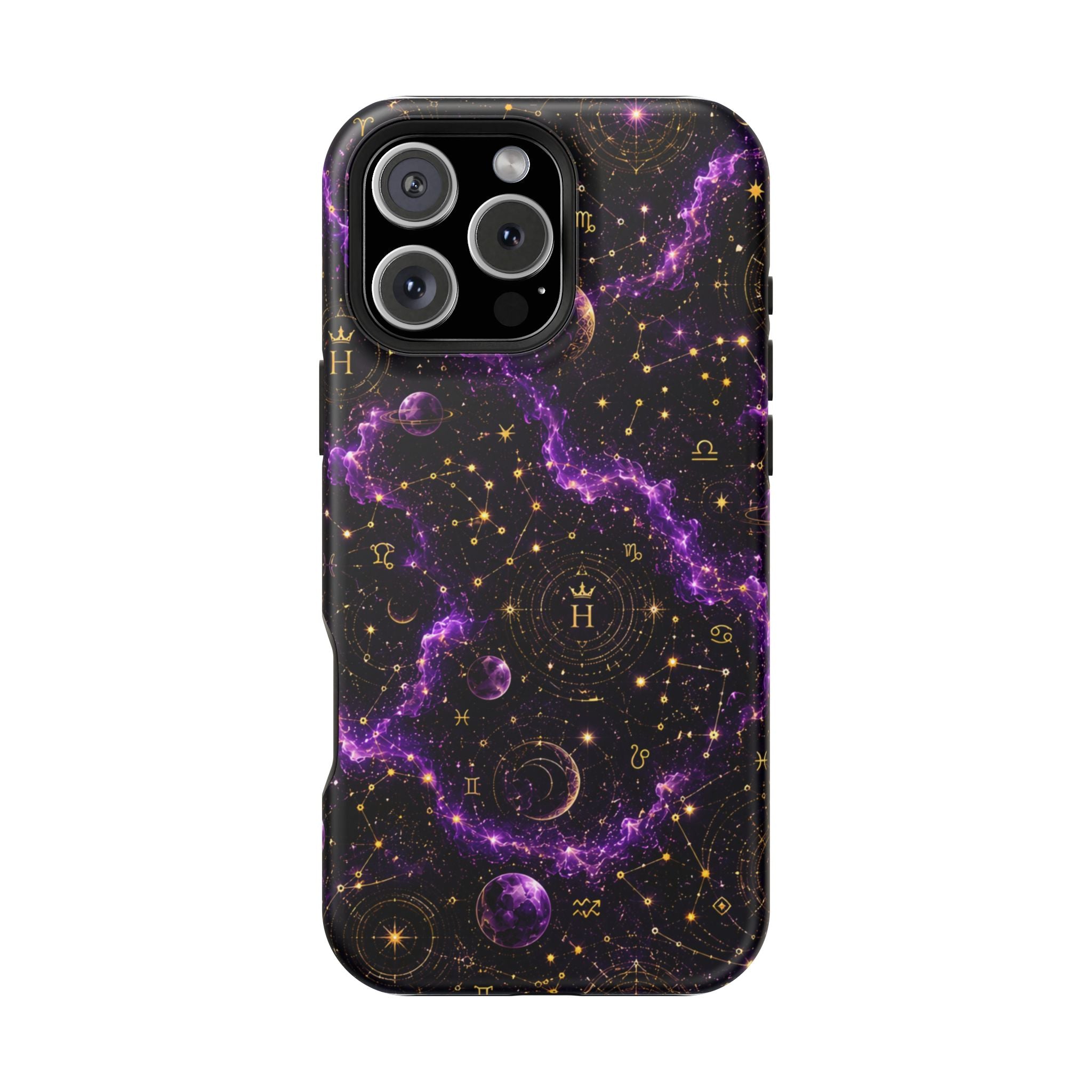 Aquarius Amethyst Birthstone Phone Case — Black Magnetic Impact-Resistant