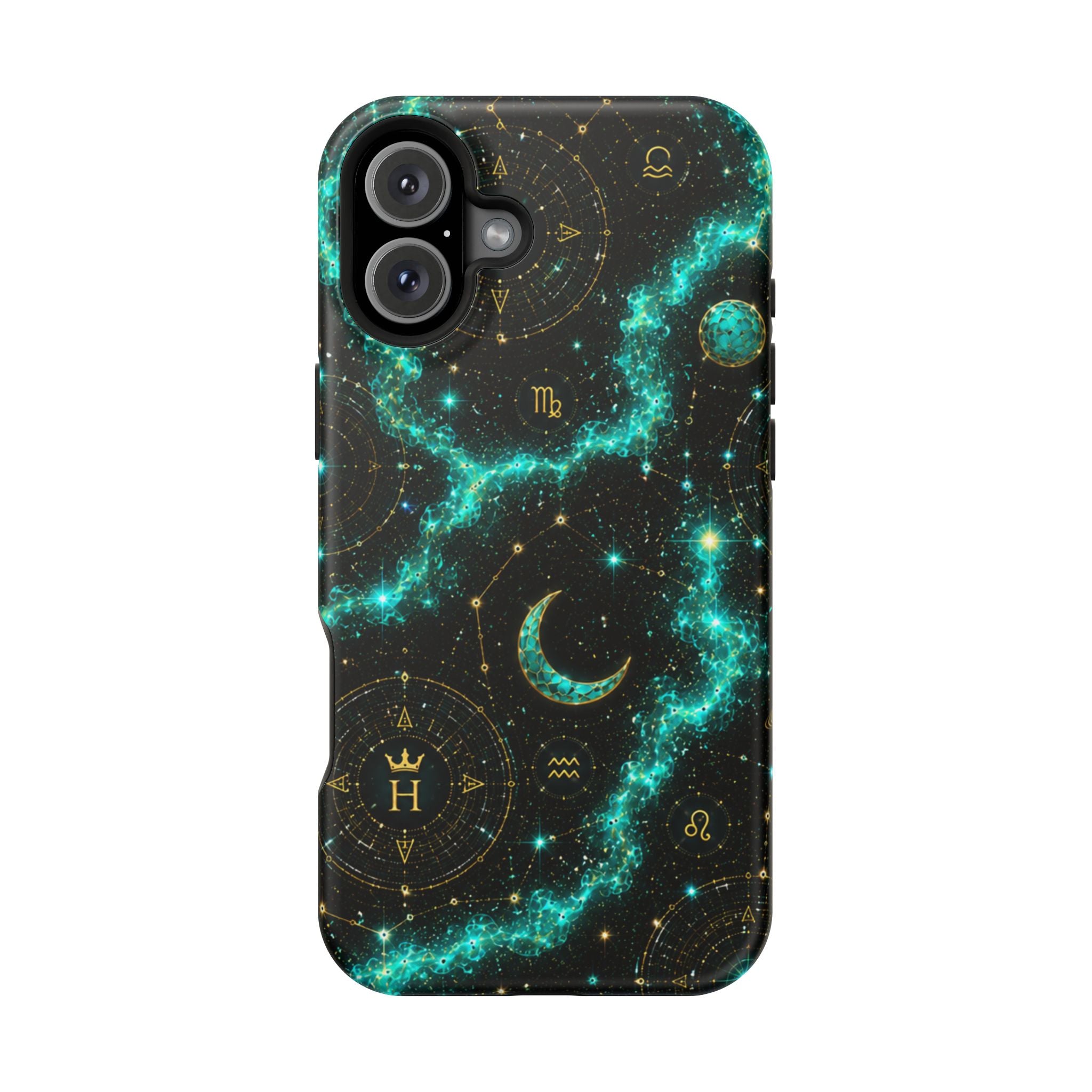 Pisces Aquamarine Birthstone Phone Case — Black Magnetic Impact-Resistant