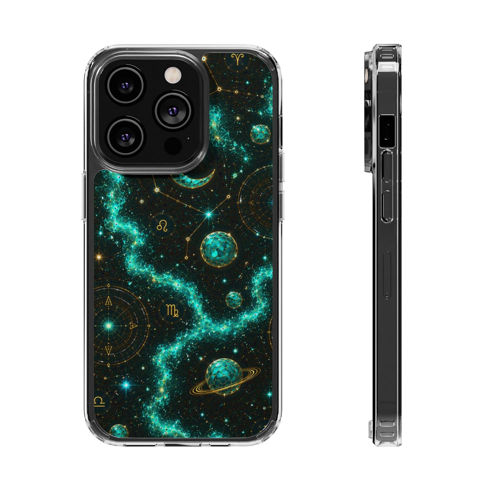 Pisces Aquamarine Birthstone Phone Case — Clear Magnetic Impact-Resistant