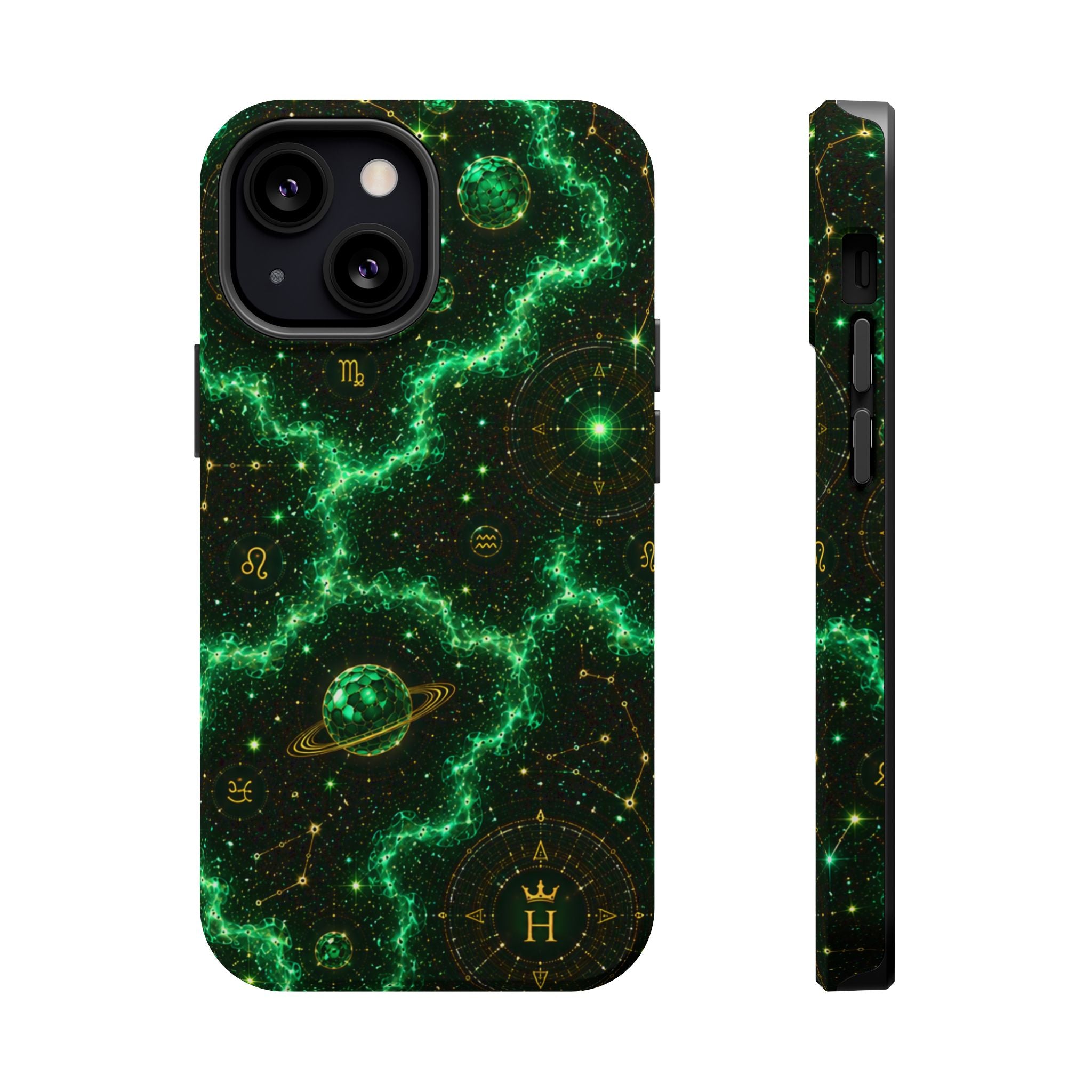 Taurus Emerald Birthstone Phone Case — Black Magnetic Impact-Resistant