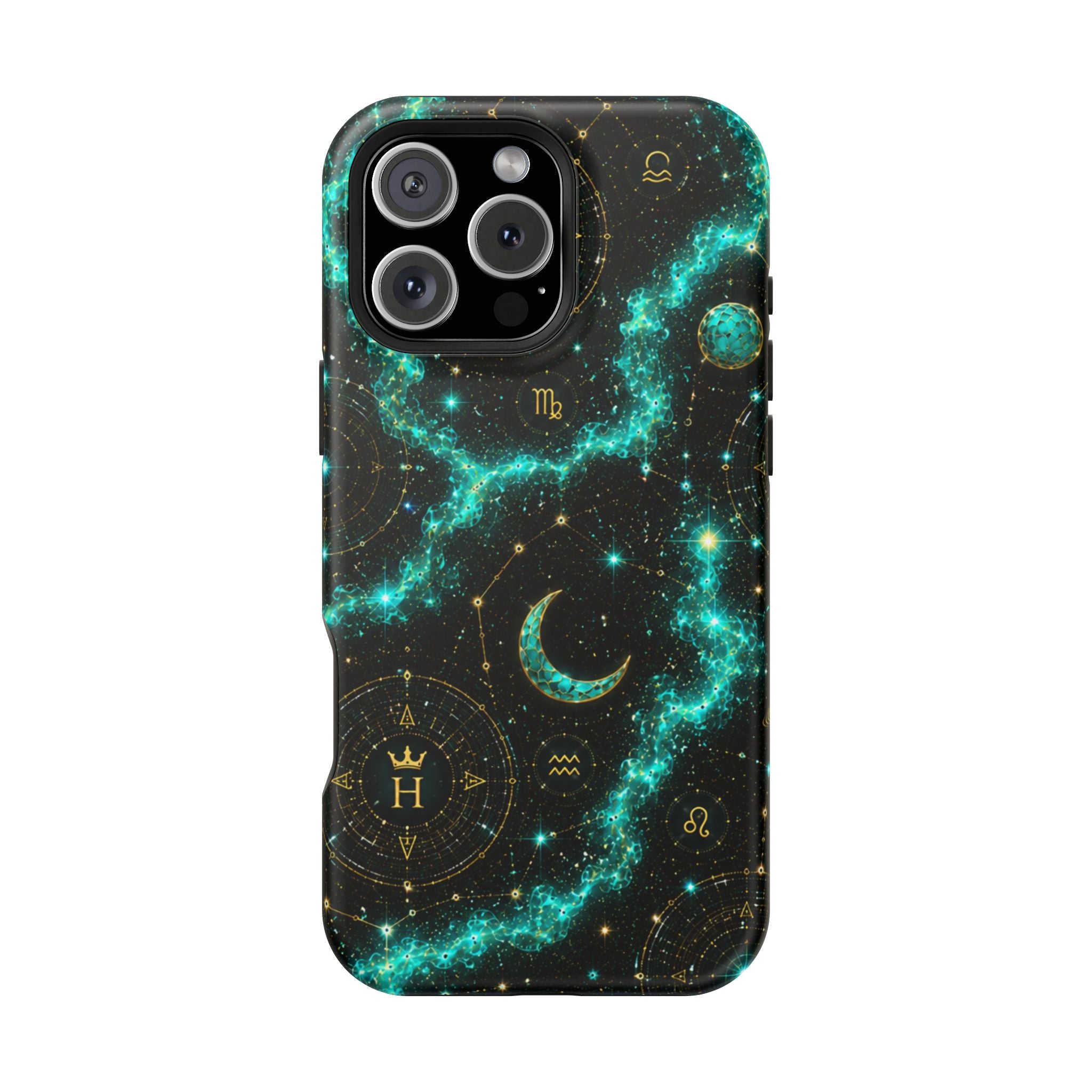 Pisces Aquamarine Birthstone Phone Case — Black Magnetic Impact-Resistant