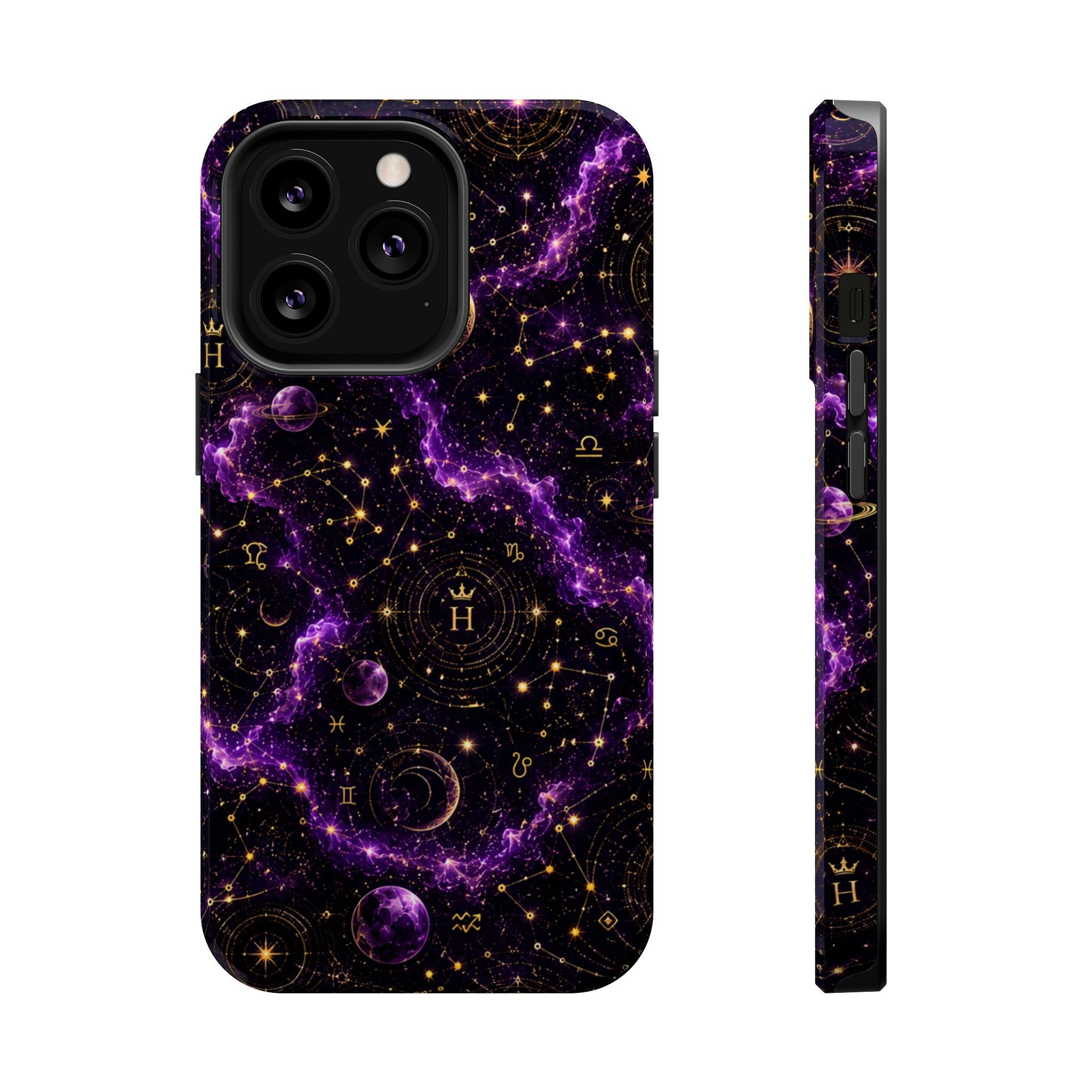 Aquarius Amethyst Birthstone Phone Case — Black Magnetic Impact-Resistant