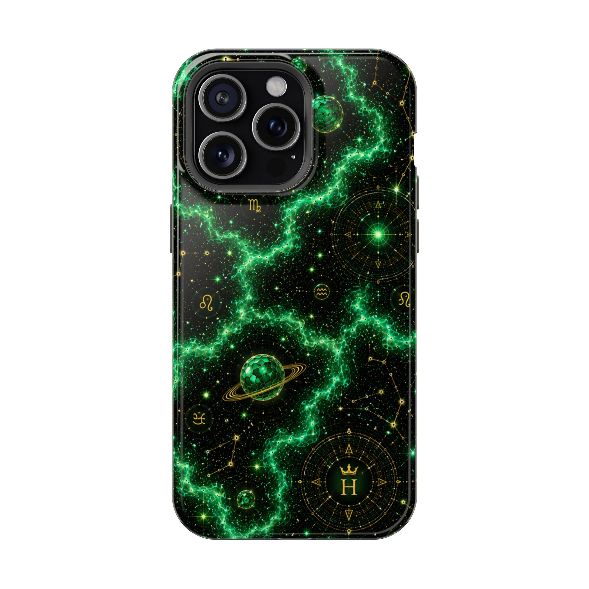 Taurus Emerald Birthstone Phone Case — Black Magnetic Impact-Resistant
