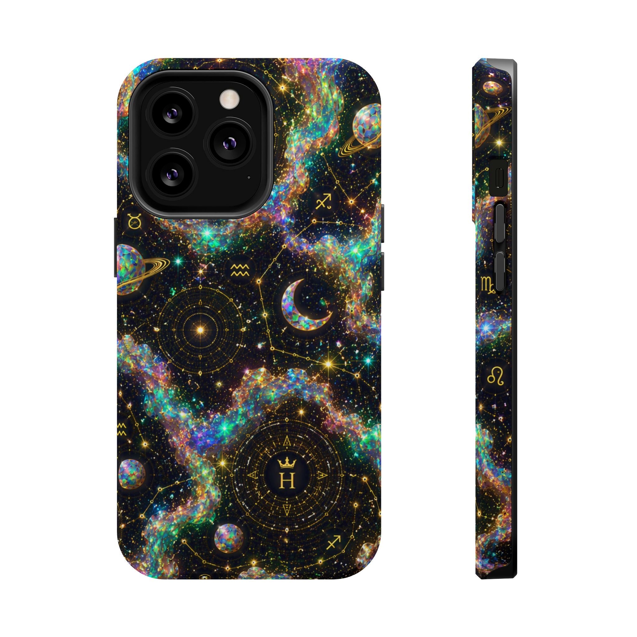 Libra Opal Birthstone Phone Case — Black Magnetic Impact-Resistant