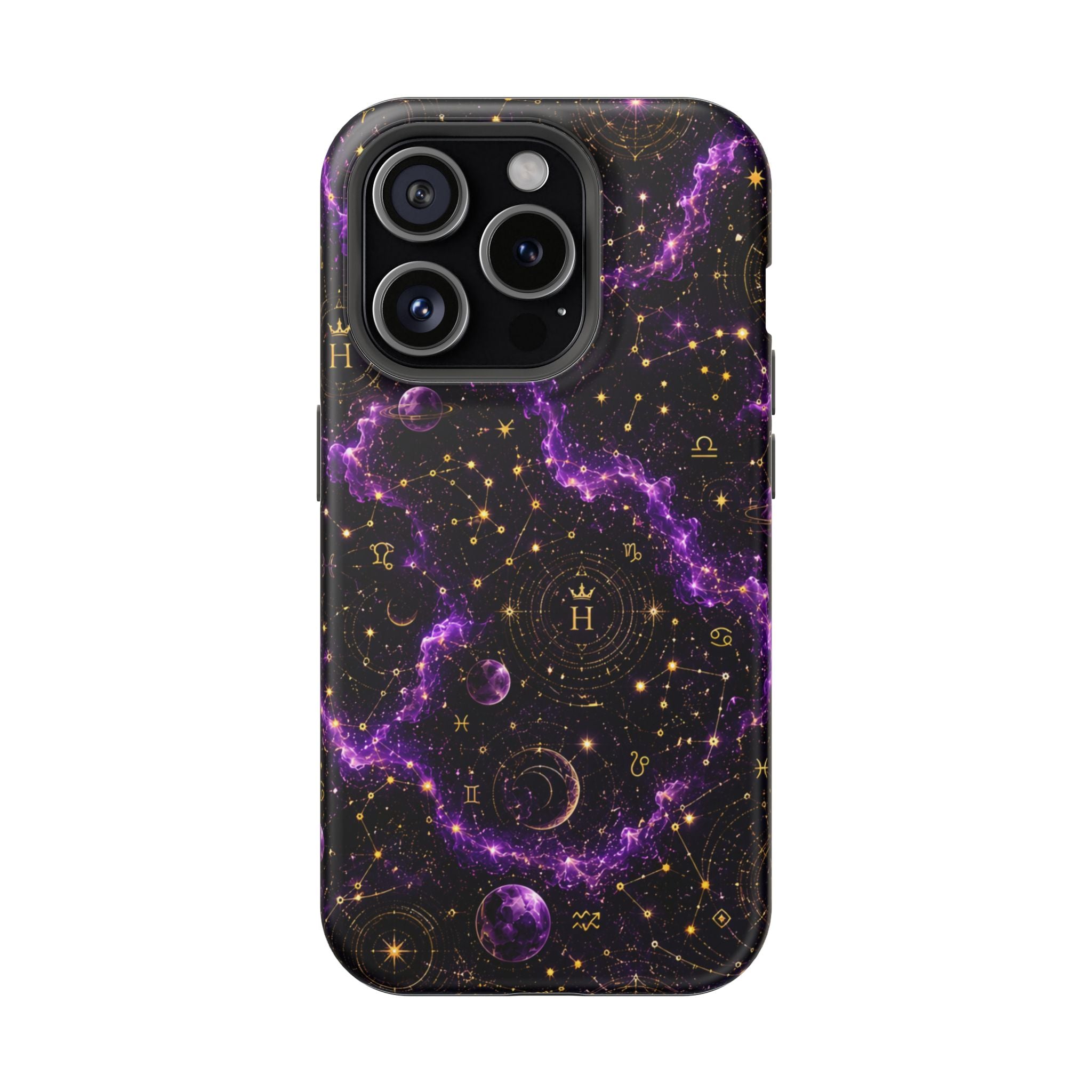 Aquarius Amethyst Birthstone Phone Case — Black Magnetic Impact-Resistant